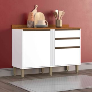 Balcao Cozinha Perola 120 2P2G Branco Salleto