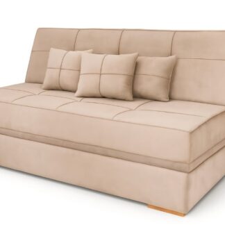 Sofa Cama Italia com Bau Veludo Suede Bege 118B Araujo Estofados