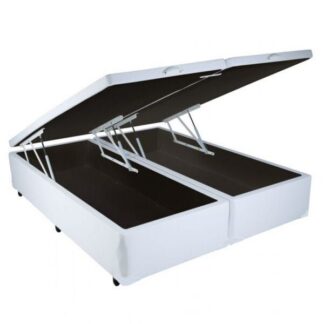 Base Bau Casal Bipartida 2x69x188x40 Corino Branco SR Movelaria