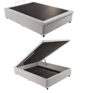 Base Bau Casal 138x188x40 Corino Branco SR Movelaria