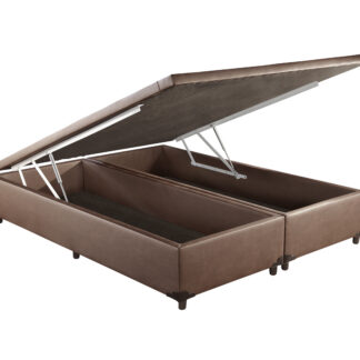 Base Bau Casal Bipartida 2x69x188x40 Corino Marrom SR Movelaria